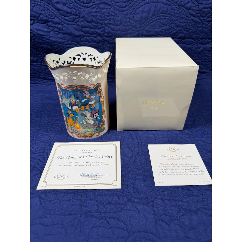 Lenox Disney Animated Classics Votive Fine Ivory China 24K Gold Mickey Friends